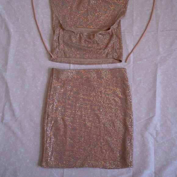 Chocolate USA Y2K Glitter Brown Two-Piece Set – Top & Skirt (Size S) - Picture 2 of 2